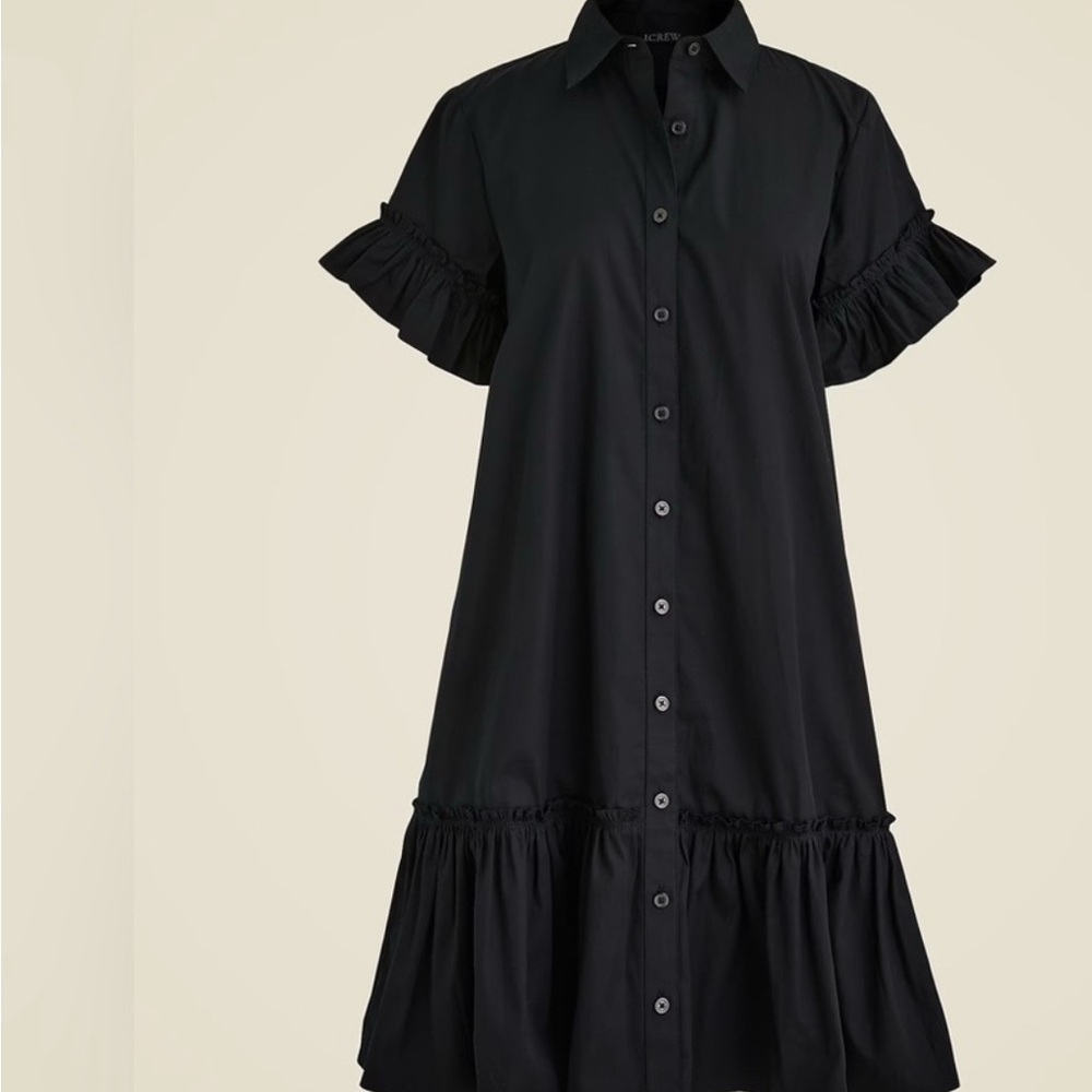 J. Crew Black Short Sleeve Shirt Dress - Picture 2 of 10